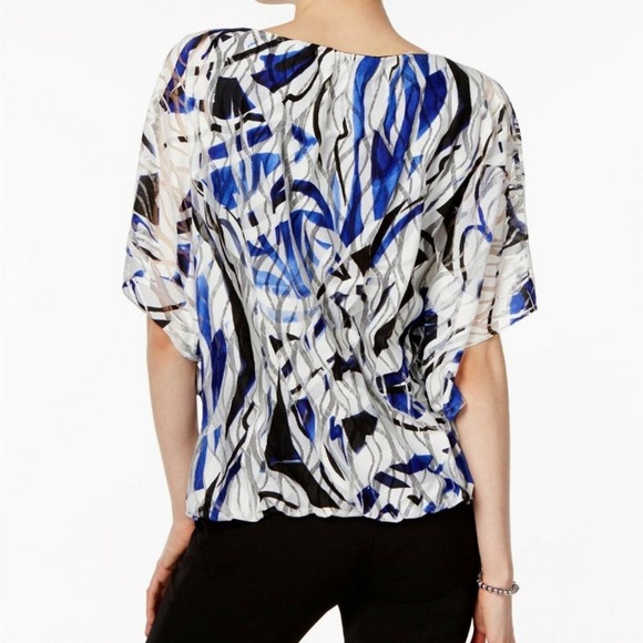 Alfani Petite Ladies' Printed Textured-Mesh Bubble - Picture 4 of 4